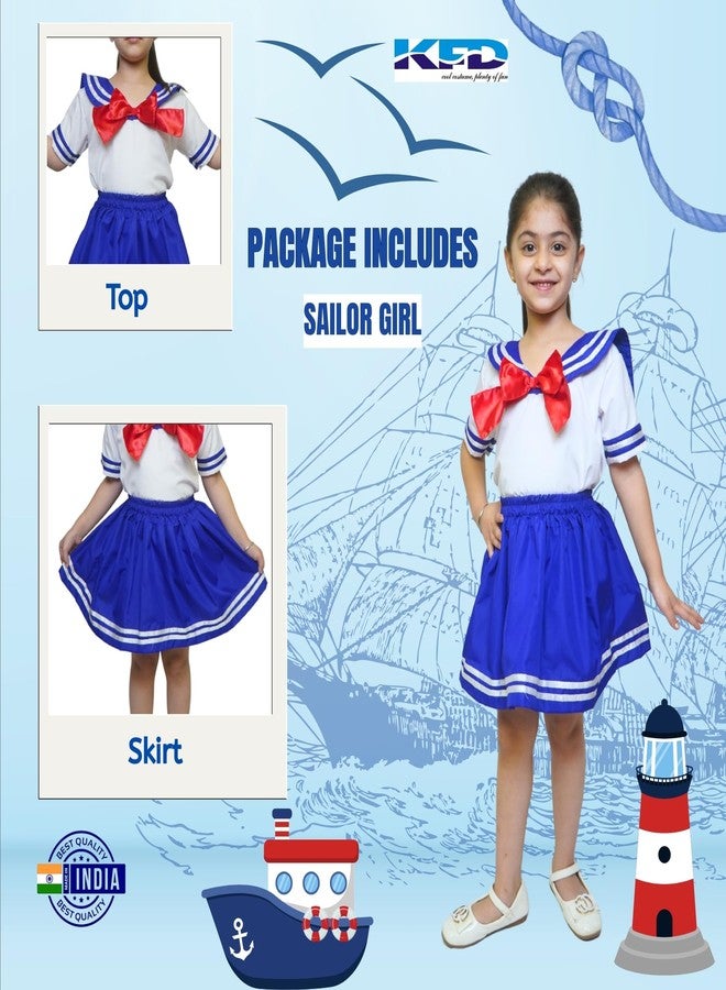 كاكو فانسي دريسيس زي بحار من كاكو فانسي دريسز، زي تنكري باللون الكحلي للأطفال، مناسب للمناسبات المدرسية - أزرق/أبيض، مقاس 5-6 سنوات، للبنات - Image 3